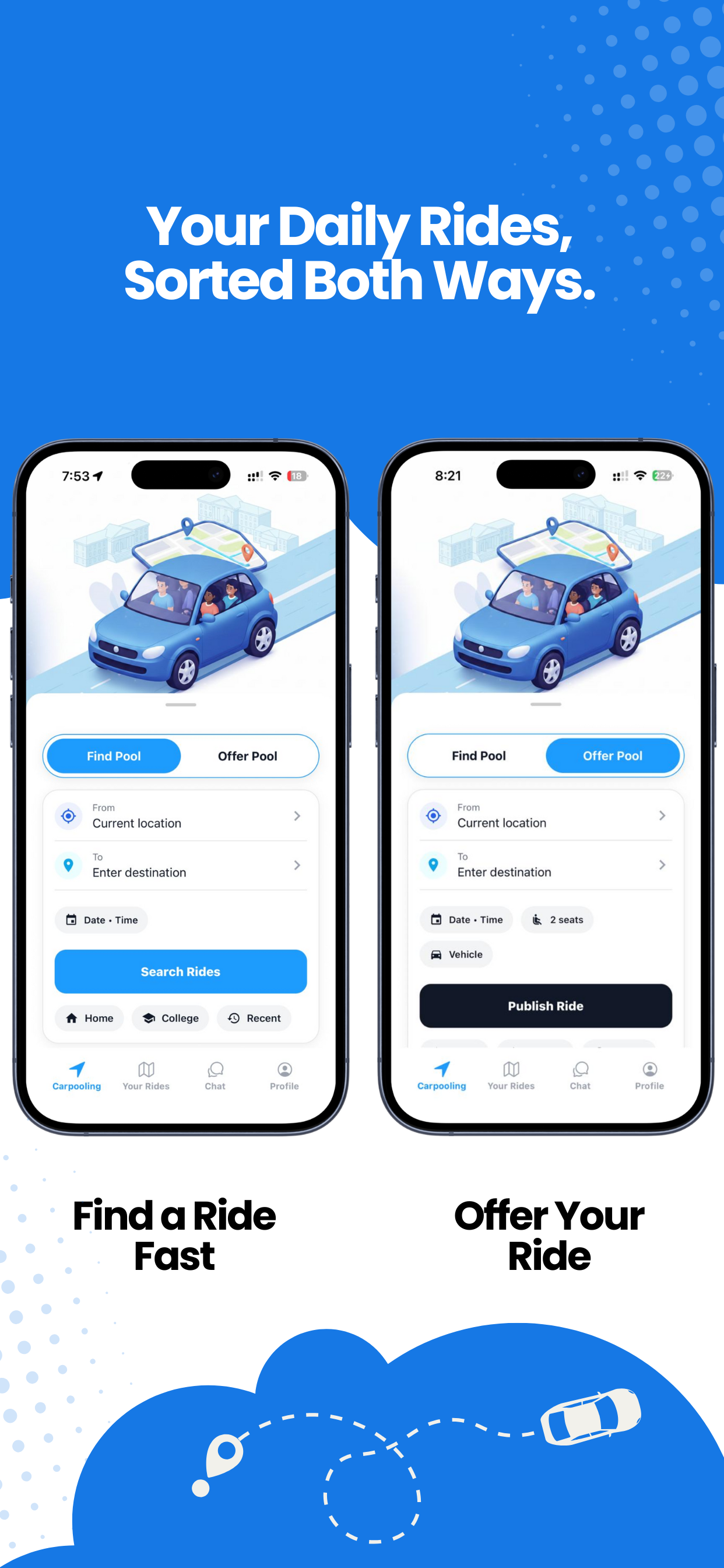 Syinq carpooling screens