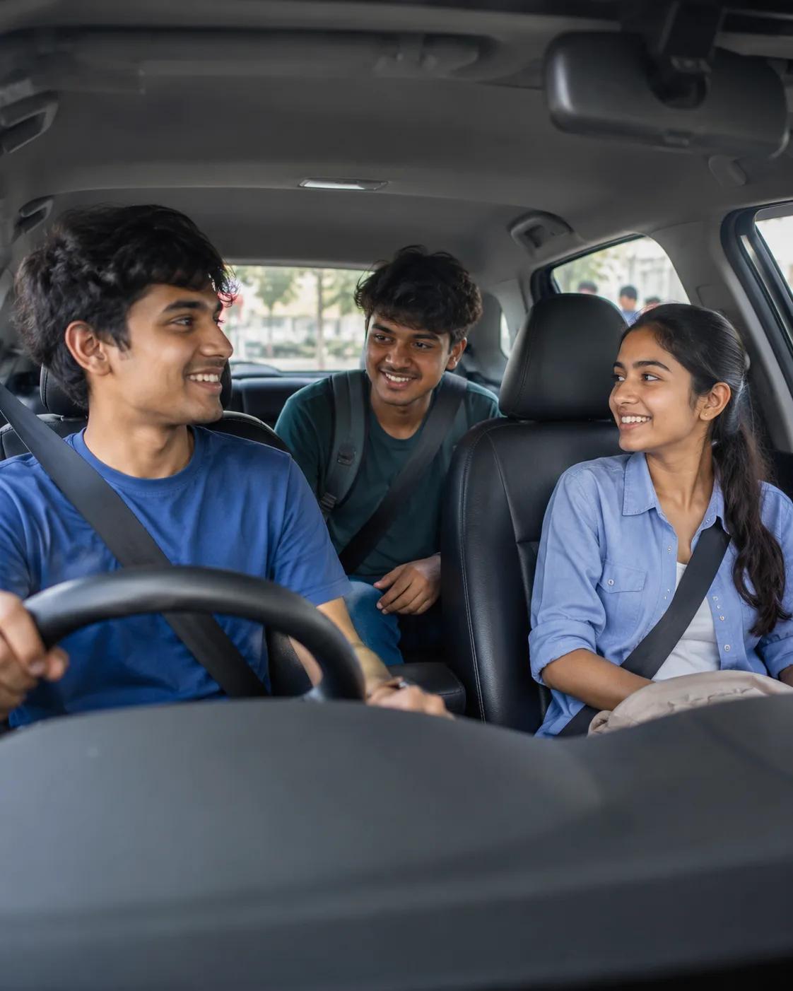 Students travelling together in a shared car